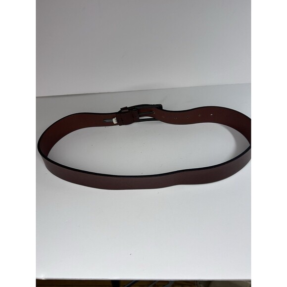 Vintage DIESEL Belt Mino01 Brown Buffalo Leather Logo Buckle Brass Size 36 - Picture 4 of 5